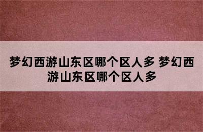 梦幻西游山东区哪个区人多 梦幻西游山东区哪个区人多